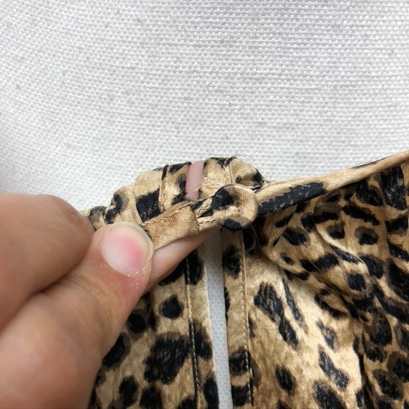 Rebecca Taylor Lynx Silk Blouse Womens 12 Cheetah Long Sleeve Career Teacher - Picture 4 of 16